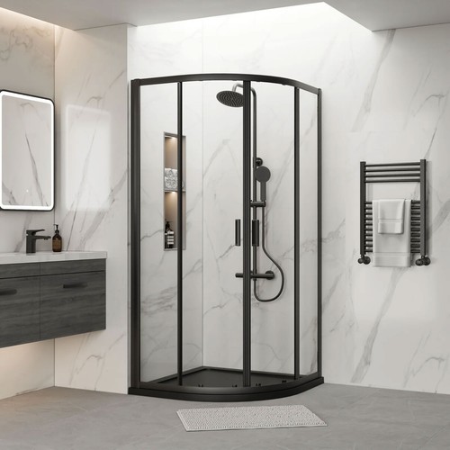 Bathroom matt black quadrant - matt,