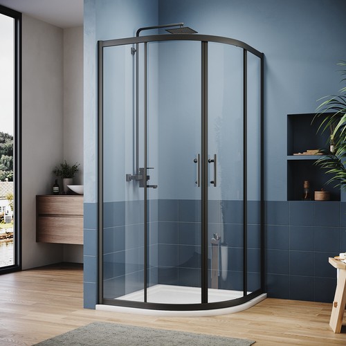 Black frame quadrant shower - black,