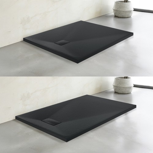 Black slate effect bathroom - effect,